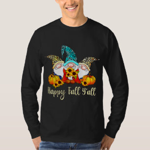 Camiseta Feliz Queda Os Gnomos Pumpkin Outono Obrigados de