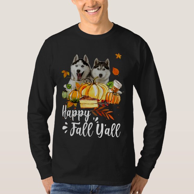 Camiseta Feliz Queda Por Todos Os Cachorros Siberianos - Aç (Frente)