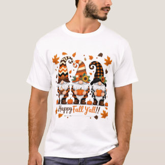 Camiseta Feliz Queda Todos Os Gnomos, Gnomos Pumpkin outono