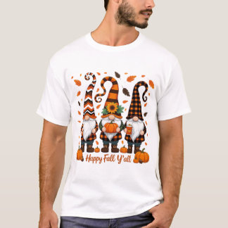 Camiseta Feliz Queda Todos Os Gnomos, Gnomos Pumpkin outono