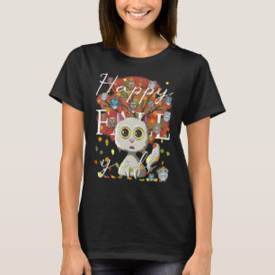 Camiseta Feliz Queda Todos Vocês Corujas de Gato e Café