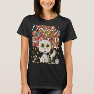 Camiseta Feliz Queda Todos Vocês Corujas de Gato e Café