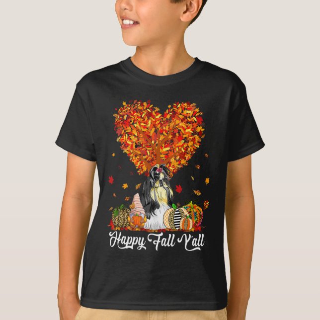 Camiseta Feliz Queda Todos Vocês Engraçados Shih Tzu Autumn (Frente)