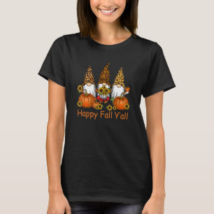 Camiseta Feliz Queda Todos Vocês Gnomo Leopard Pumpkin Autu