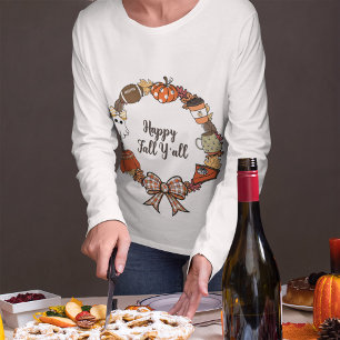 Camiseta Feliz Queda Vocês Todos Ferro Longa Manga das Mulh