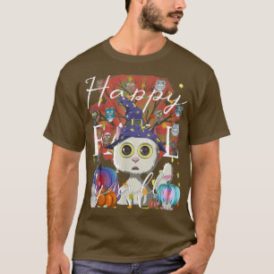 Camiseta Feliz Queda YA ll Witch Cat Pumpkin Engraçado Outo