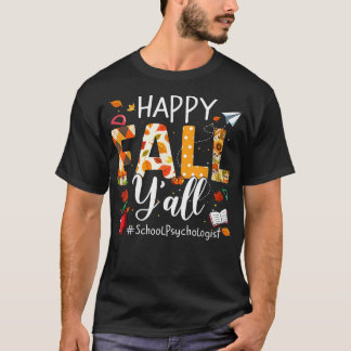 Camiseta Feliz Queda Yall Escola Psicóloga Folhas de outono