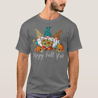Camiseta Feliz Queda Yall Gnome Leopardo Pumpkin Engraçado 