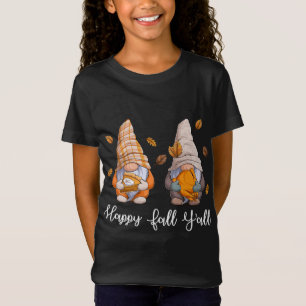 Camiseta Feliz Queda Yall Gnomes Com Pumpkin Para O Outono