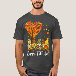 Camiseta Feliz Queda Yall Gnomos Pumpkin Autumn Vibs Obriga