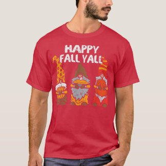 Camiseta Feliz Queda Yall Gnomos Pumpkin Queda outono