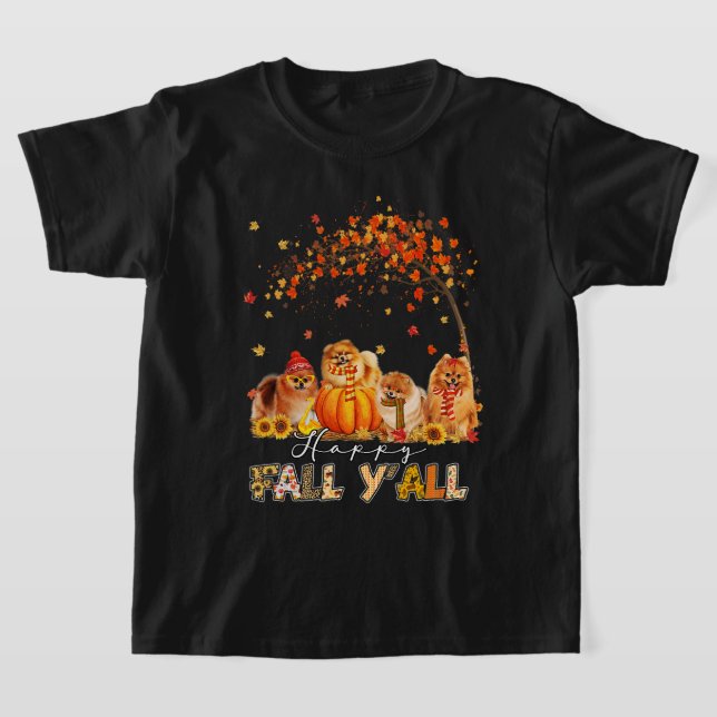 Camiseta Feliz Queda Yall Pomerânia Autumn Lover Pumpkins H (Postura )