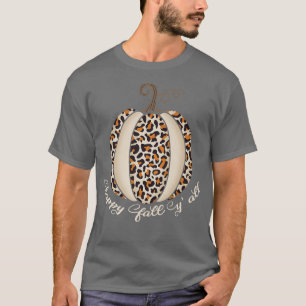Camiseta Feliz Queda Yall Pumpkin Leopard Imprima Ação de G