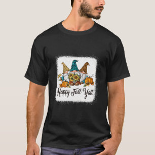 Camiseta Feliz Queda Yall Três Gnomos Lepard Sunflower