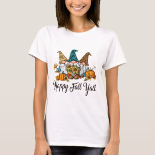 Camiseta Feliz Queda Yall Três Gnomos Lepard Sunflower Gif