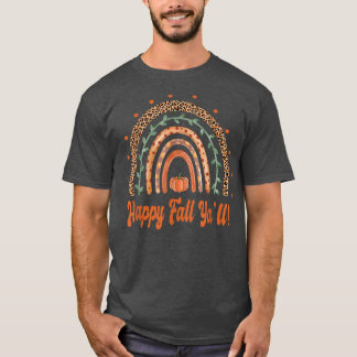 Camiseta Feliz Queda YallFall Autumn Boho RainbowLeopardo