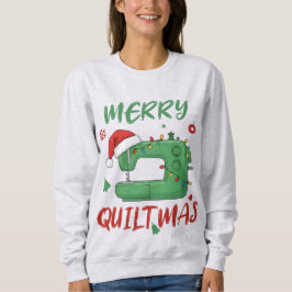 Camiseta Feliz Quiltmas Natal Máquina de Costura Divertida 