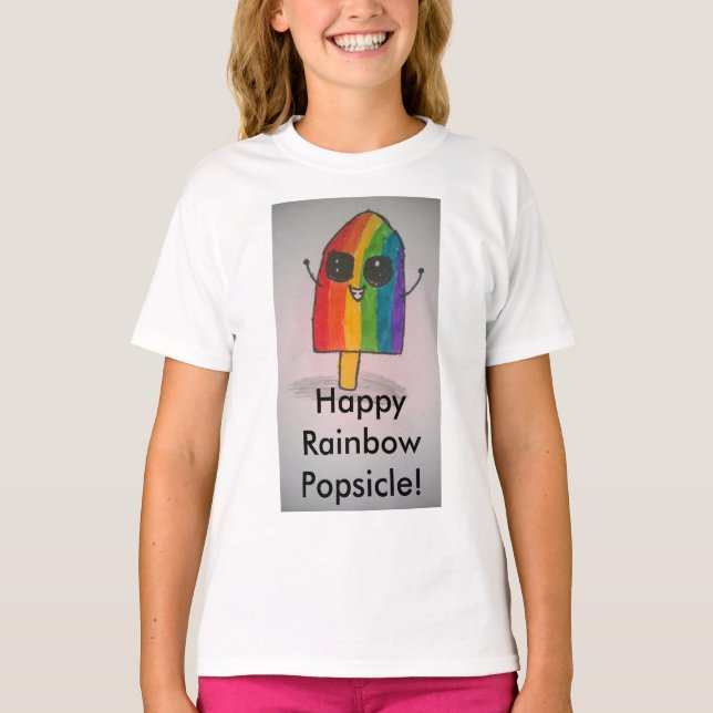 Camiseta Feliz Rainbow Popsicle Girls Sweatshirt (Frente)