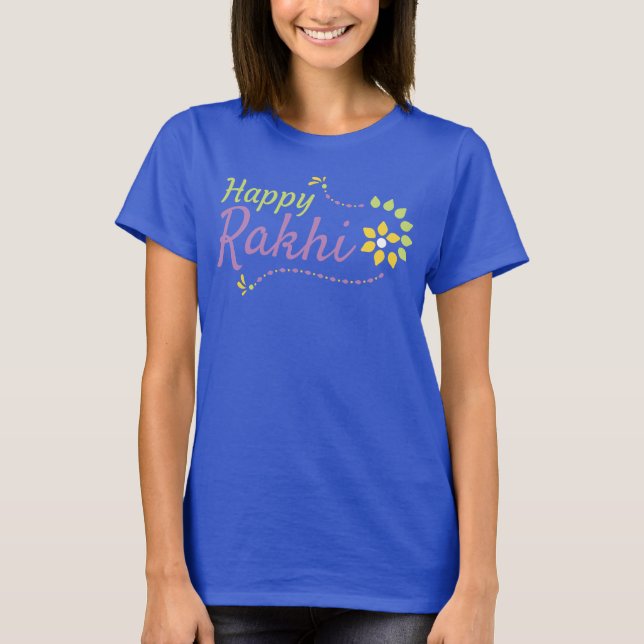 Camiseta Feliz Rakhi, pulseira amarela (Frente)