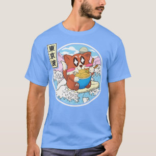 Camiseta Feliz Ramen Comendo Ramen Surfando Animes Ondas Ja