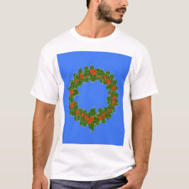 Camiseta Feliz Red Berry e Holly Wreath para o Natal