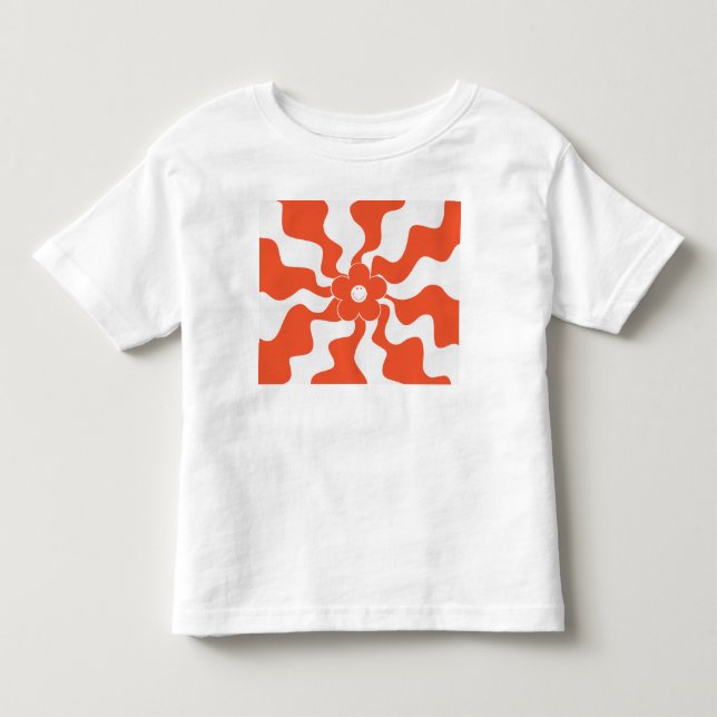 Camiseta Feliz Retro Daisy em Laranja e Branco (Frente)