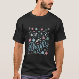 Camiseta Feliz retrô e Meio século brilhante no Natal