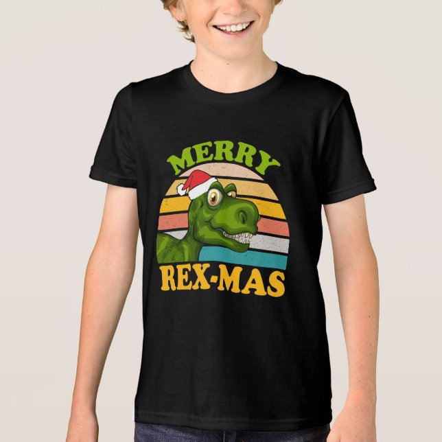 Camiseta Feliz Rex-mas Natal Dinossauro Cute Dino (Frente)