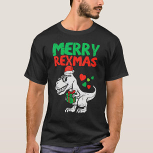 Camiseta Feliz Rexmas Papai Noel Trex Dino Menino Meninos N