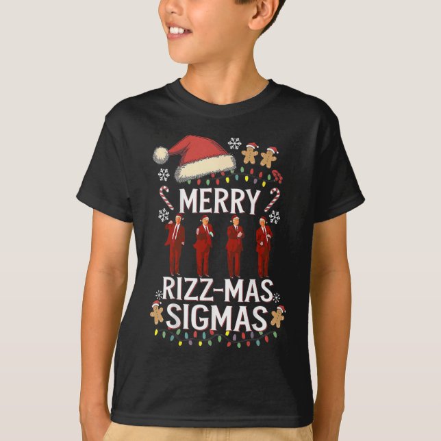 Camiseta Feliz Rizz Mas Sigmas Gen Alpha Trump Natal Pj (Frente)