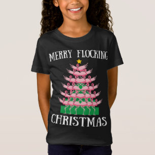 Camiseta Feliz rosa-Flamingo bloqueando luzes das árvores d