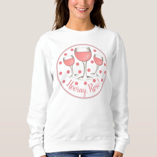 Camiseta Feliz, Rosé! Rosa Rosa Rosa Esbranquiçada Vidro de (Frente)