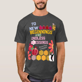 Camiseta Feliz Rosh Hashanah Jewish Ano Novo Padrão Floral