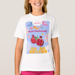 Camiseta Feliz Rosh Hashanah Jewish Ano Novo Padrão Floral
