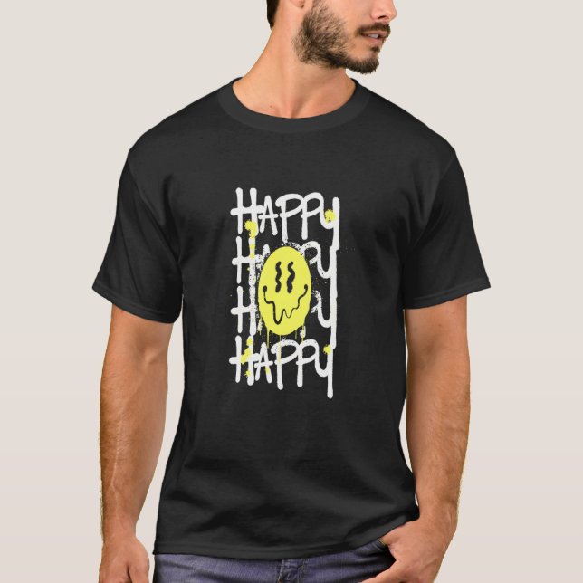 Camiseta Feliz Rosto Feliz Mulher Smiley (Frente)