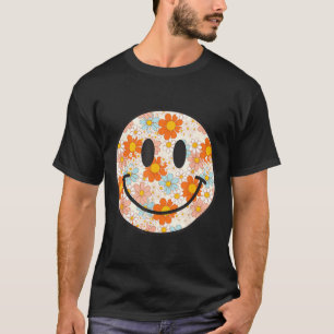 Camiseta Feliz Rosto Sorriso Margarida Retro Estética Prépp