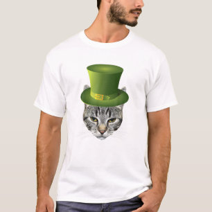 Camiseta Feliz Rua Carrapato Rua Dia de Patrick Gato Engraç