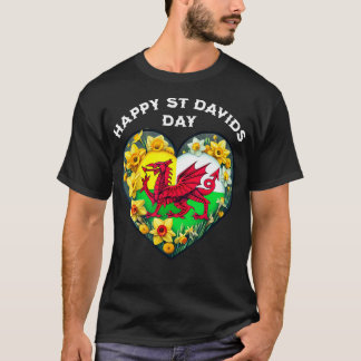 Camiseta Feliz Rua Davids Day Welsh Wales flag affodils