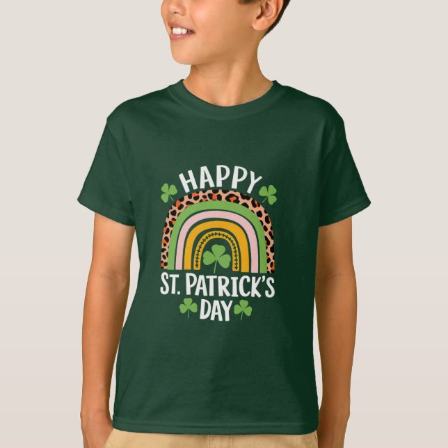 Camiseta Feliz Rua de São Patrício, Rainbow Shamrock (Frente)