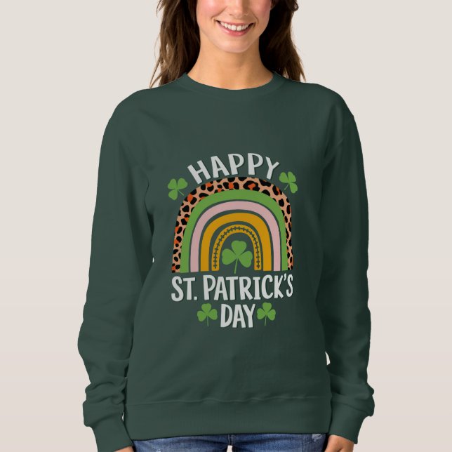 Camiseta Feliz Rua de São Patrício, Rainbow Shamrock (Frente)