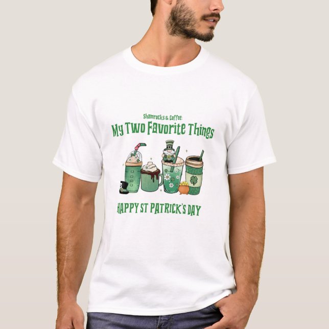 Camiseta Feliz Rua. Dia de Patrick: Minhas Duas Coisas Favo (Frente)
