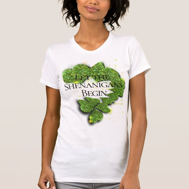 Camiseta Feliz Rua. Dia de Patrick, Que os Shenanigans come (Frente)