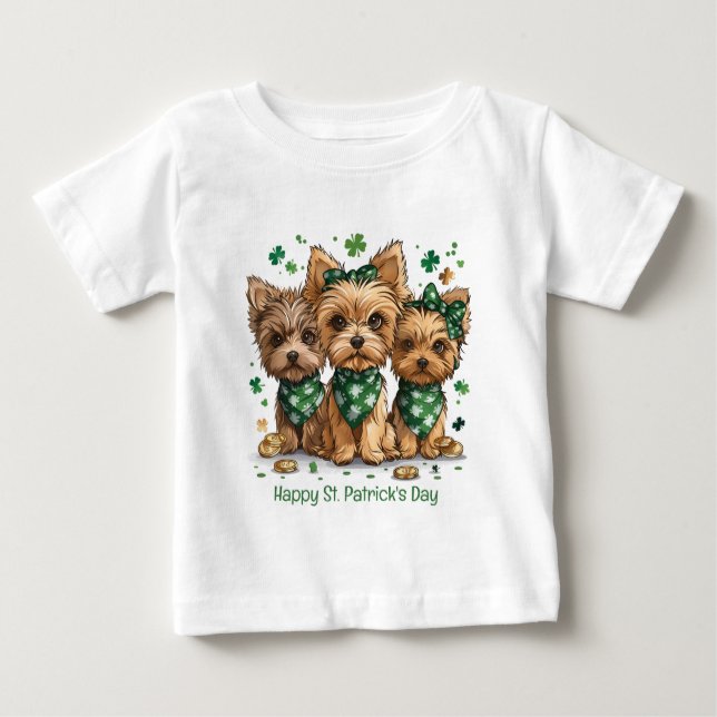 Camiseta Feliz Rua. Dia de Patrick Yorkshire Terrier Dogs (Frente)