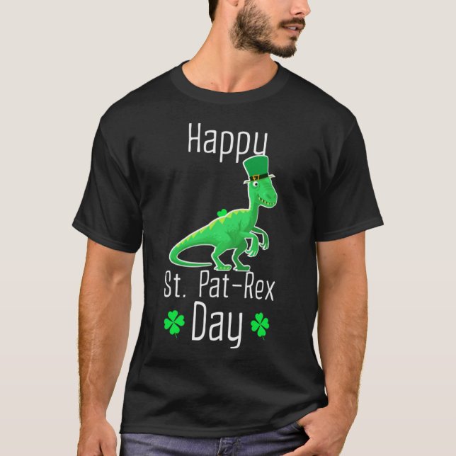 Camiseta Feliz Rua, Dia de São Patrício Rex Day Cute Dino D (Frente)