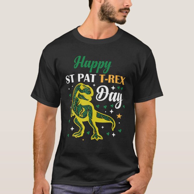 Camiseta Feliz Rua Engraçado, Dia do Pat Trex, São Patrick  (Frente)