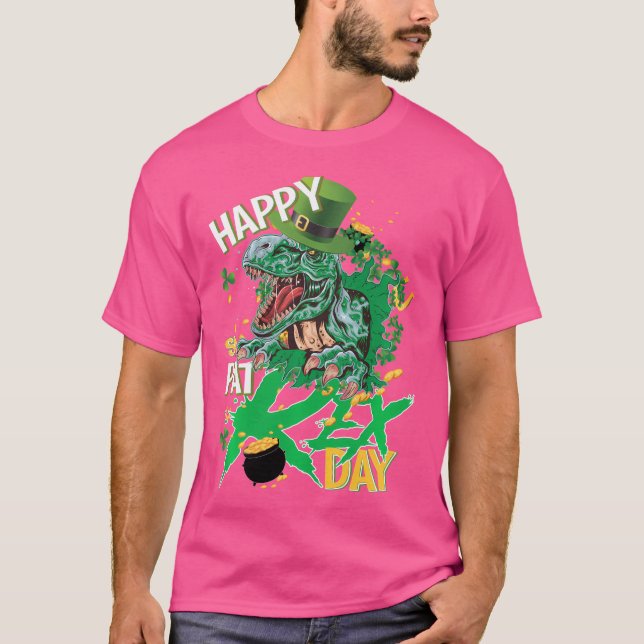 Camiseta Feliz Rua Engraçado, no Rex Day Trex Dinossaur Rua (Frente)