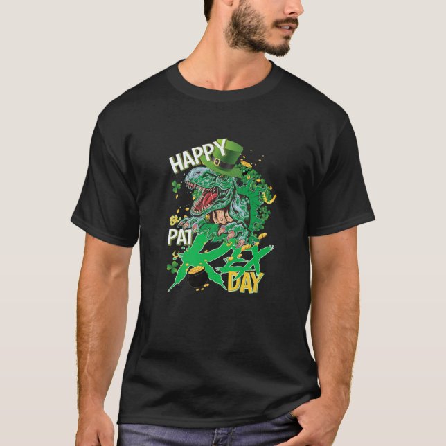 Camiseta Feliz Rua Engraçado, no Rex Day Trex Dinossaur Rua (Frente)