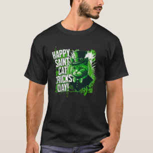 Camiseta Feliz Rua Gato Truques Dia Santo Paddy's Day Lepre
