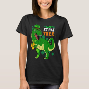Camiseta Feliz Rua no Dia do Trex Meninos São Patrick Dinos