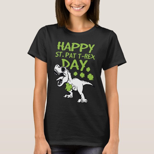 Camiseta Feliz Rua no Rex Day Dinossaur Irish St Patricks D (Frente)